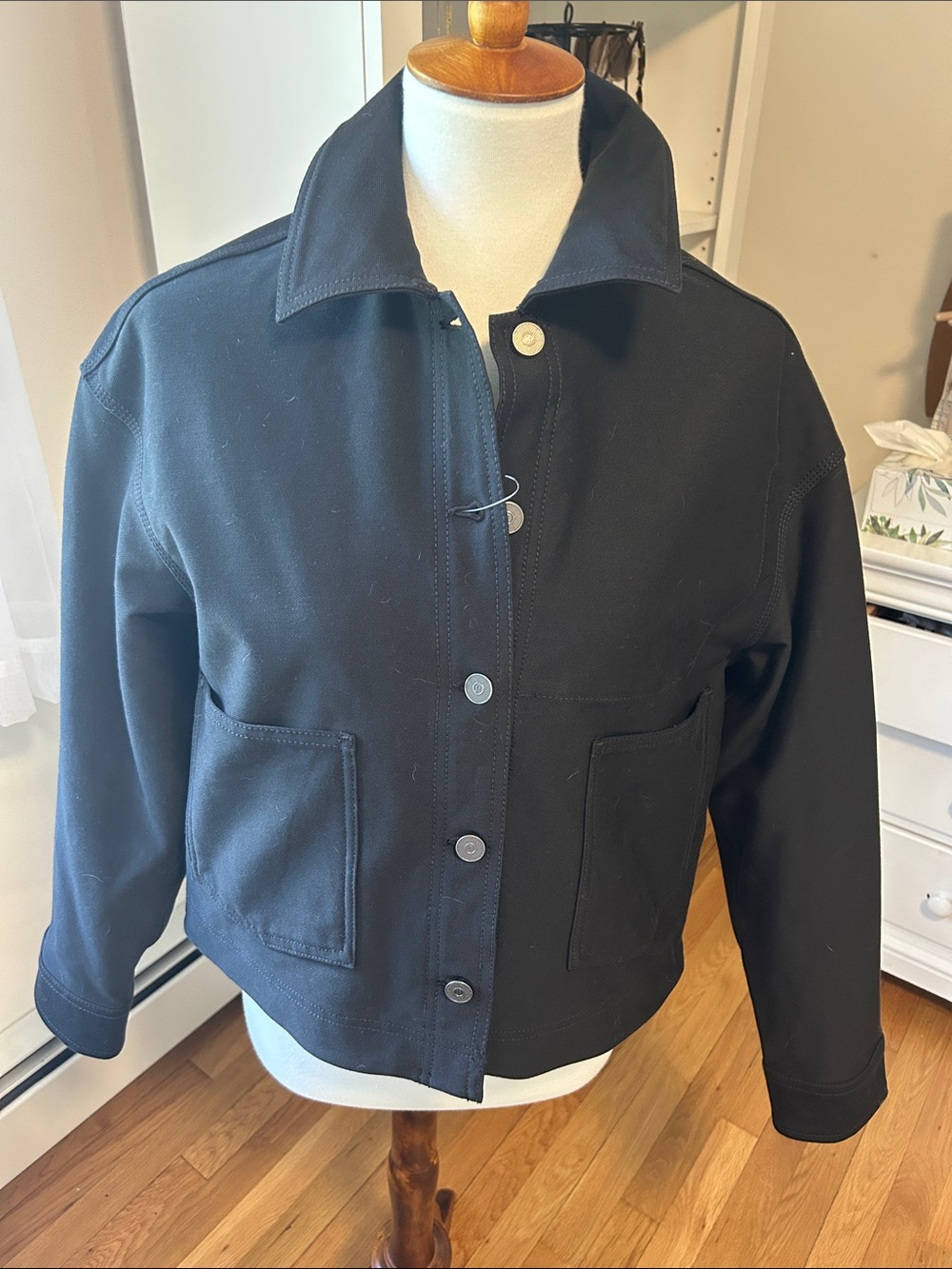 Lululemon EasyFive Black Cotton Work Jacket - Classic Button-Front Coat Size XS